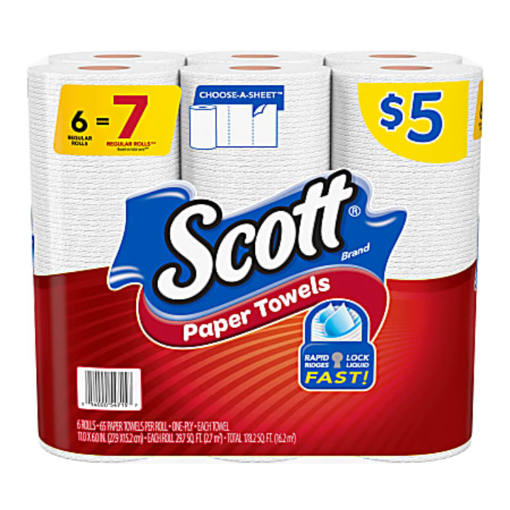 Paper Towels, Choose-A-Sheet, Regular Rolls65.0ea x 6 pack