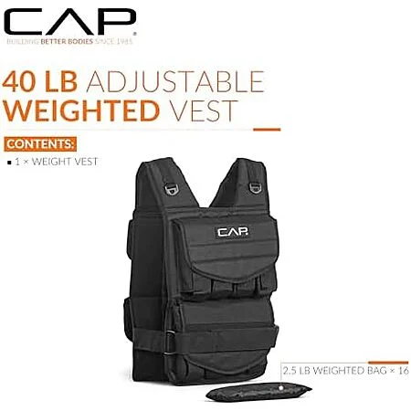 $58.99* | 40-Lb CAP Barbell Adjustable Weighted Vest w/ Removable Weight Packets at Amazon