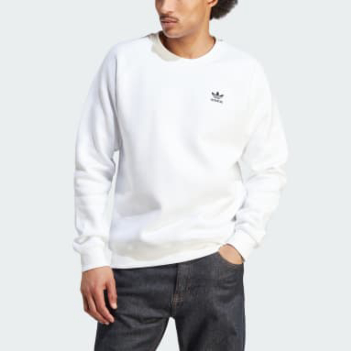 adidas Men's Trefoil Essential Crew Sweatshirt White