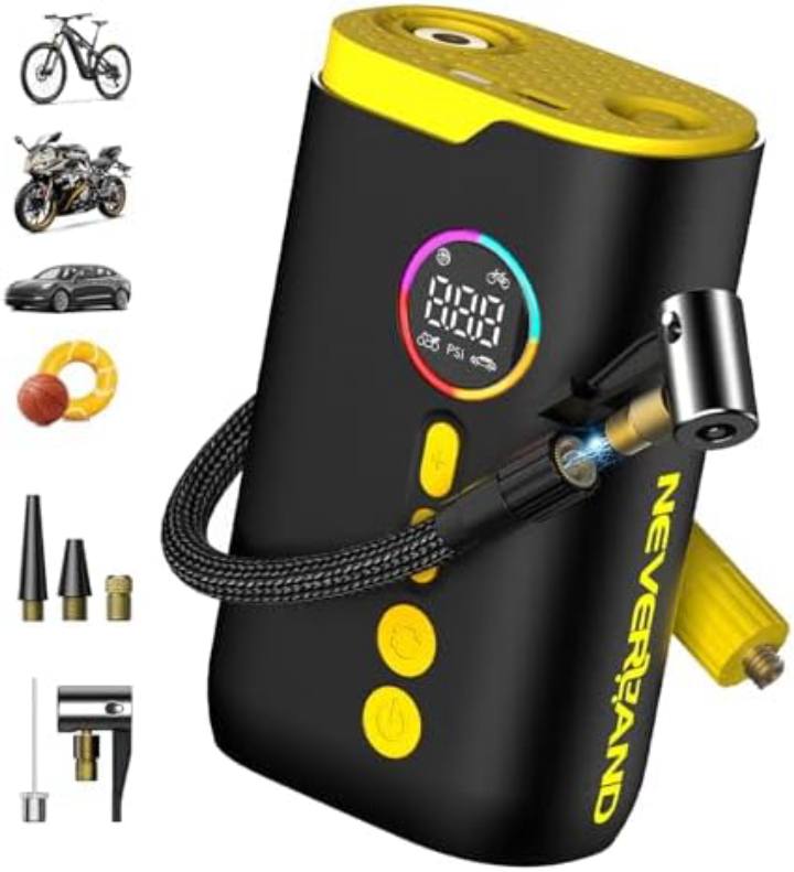 Neverland Tire Inflator Portable Air Compressor - 150 PSI Electric Air Pump for Car Tires with Auto Shutoff Function, Cordless Tire Air Pump for Bicyc
