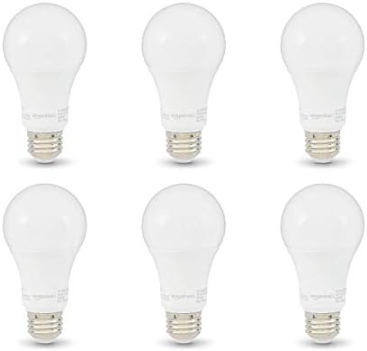 6-Pack Amazon Basics 100W Equivalent Dimmable A19 15W LED Light Bulbs