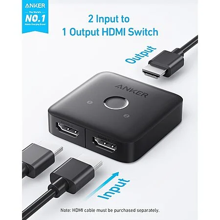 Prime Members: Anker HDMI 4K@60Hz Switch (2 Input/1 Output)