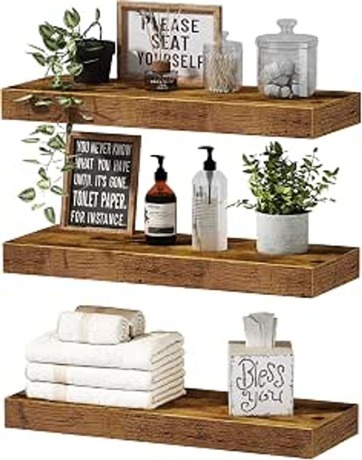 5.7" QEEIG Bathroom Floating Shelves (Rustic Brown)