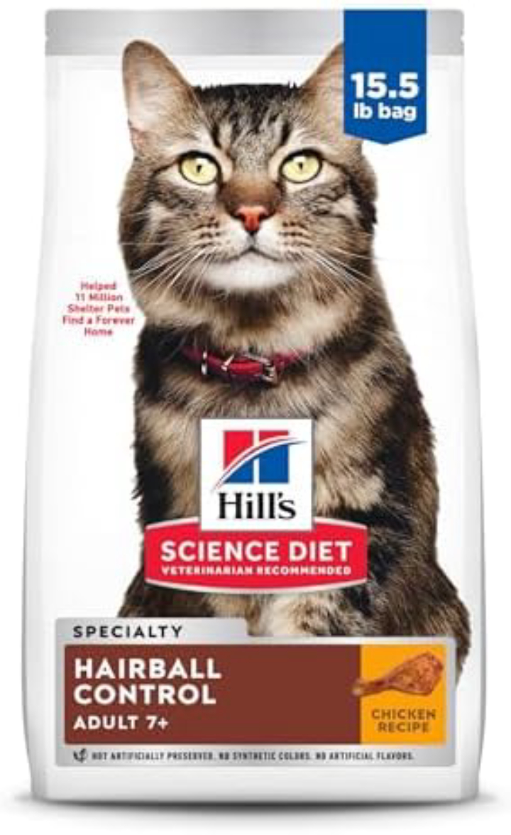 Hill's Science Diet Cat Food Adult 7+ Dry Hairball Control 15.5-Lb