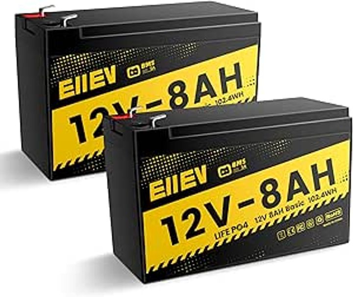 2-Pk ECO-WORTHY 102Wh 12V 8AH LiFePO4 Lithium Battery for UPS