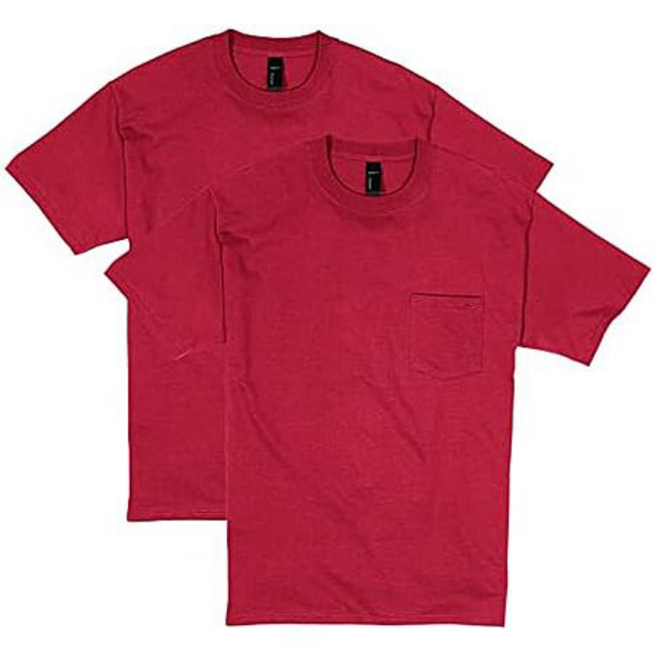 2-Pk Hanes Men's Beefy-T 100% Cotton Heavyweight Pocket T-Shirt