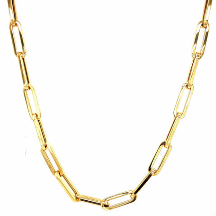 14k Yellow Gold Solid PAPERCLIP Link Chain Necklace 18 Inch 7 grams 3.5MM