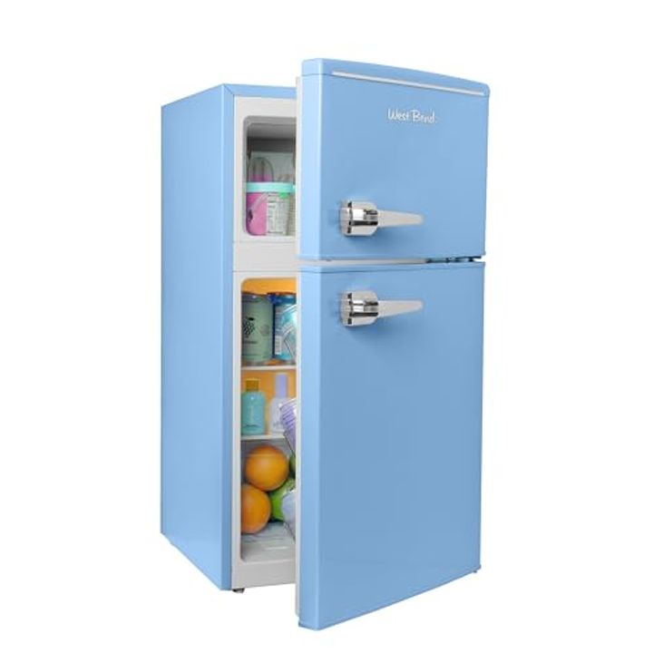 West Bend 3.1 Cu.Ft. Retro Mini Fridge with Freezer, Blue