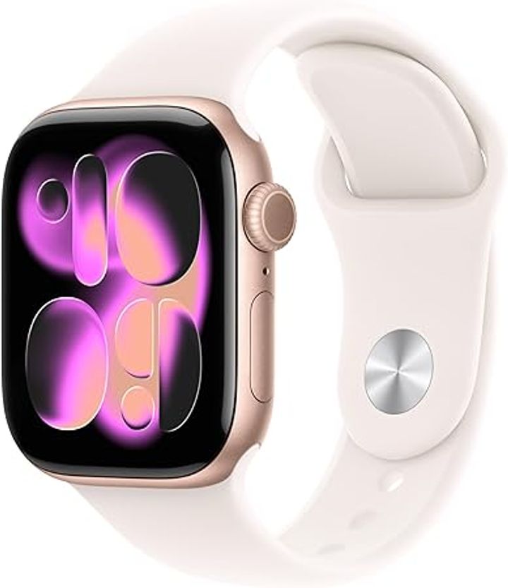 Apple Watch Series 11 [GPS 42mm] Smartwatch with Rose Gold Aluminum Case with Light Blush Sport Band 
