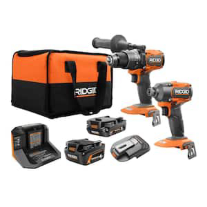 Ridgid 18V Cordless 3-Tool Combo Kit with (1) 4.0Ah Battery, Charger, and Accessories 