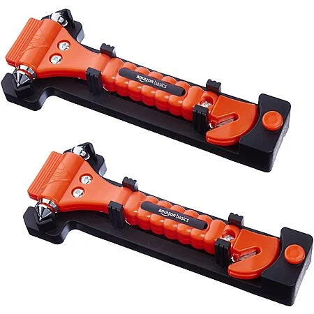 2-Pack Amazon Basics Emergency Seat Belt Cutter & Window Hammer Tool