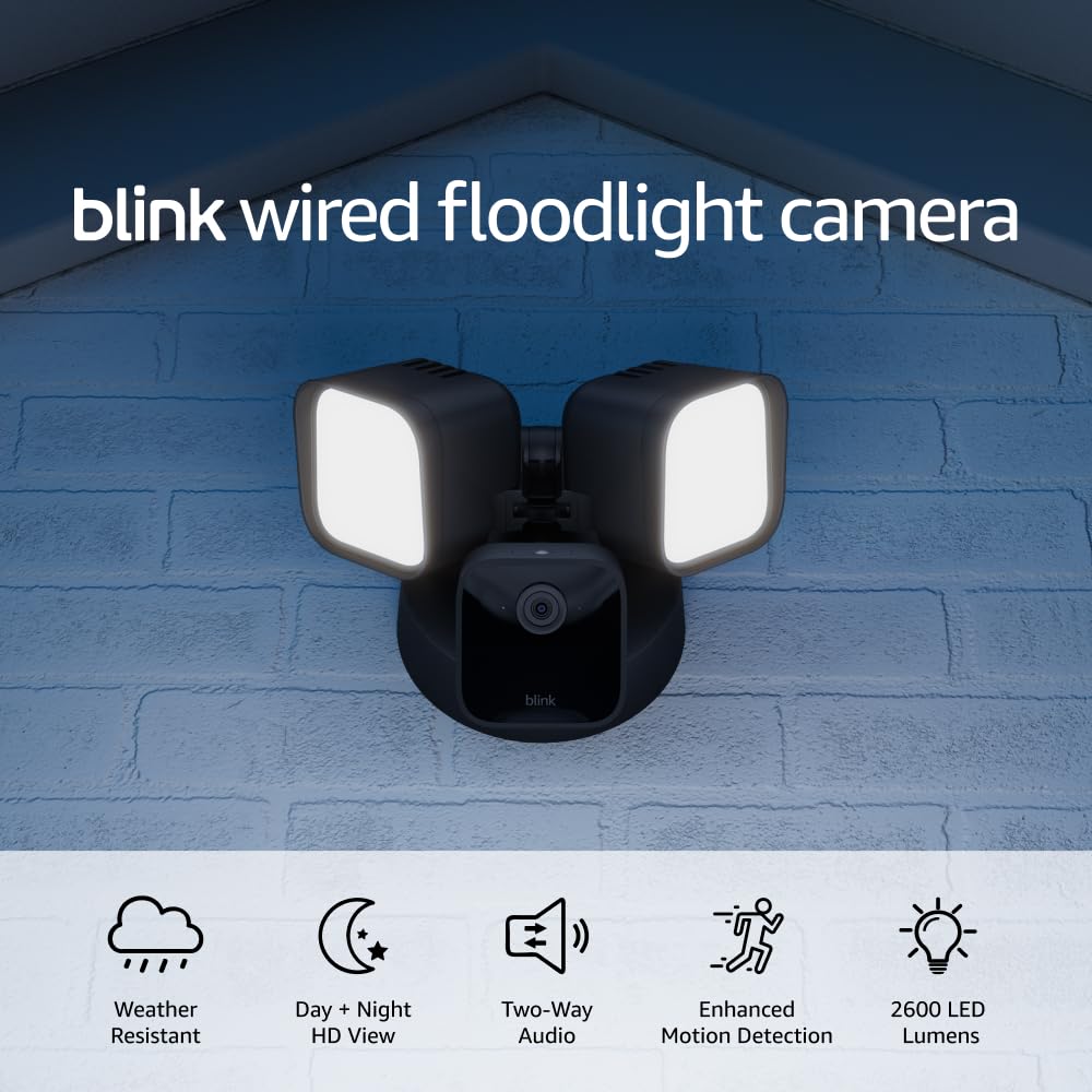 Blink Wired Floodlight Camera - Smart security camera, 2600 lumens