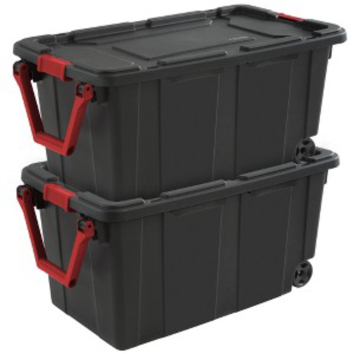 Sterilite Wheeled Industrial Plastic Tote 2-Ct 40-gal  (various)