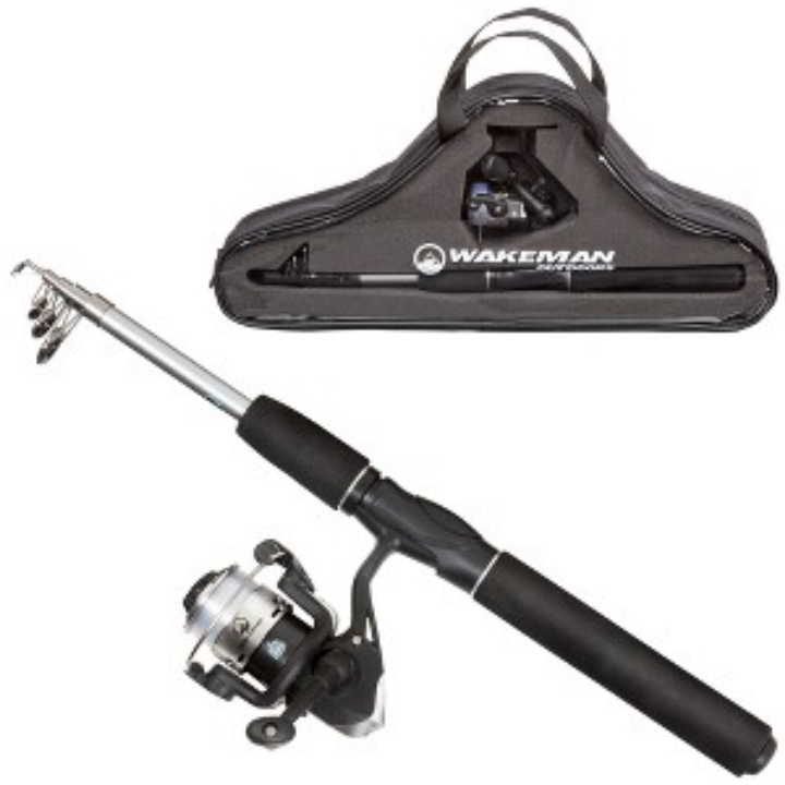 Wakeman Fiberglass Telescopic Fishing Rod & Spinning Reel Combo