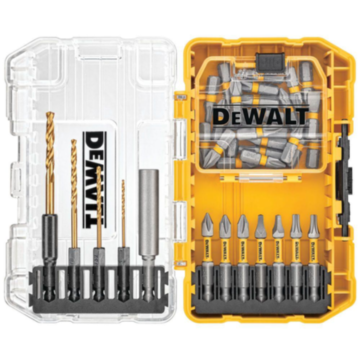 40-Pc DeWALT Driving & Drill Bit Set with Right Angle Adapter & Case