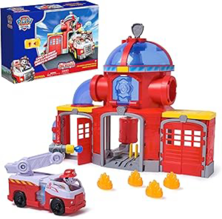 Paw Patrol Fire Rescue Command Center Playset w/ Marshall Figure – Lights, Sounds & Action Fun