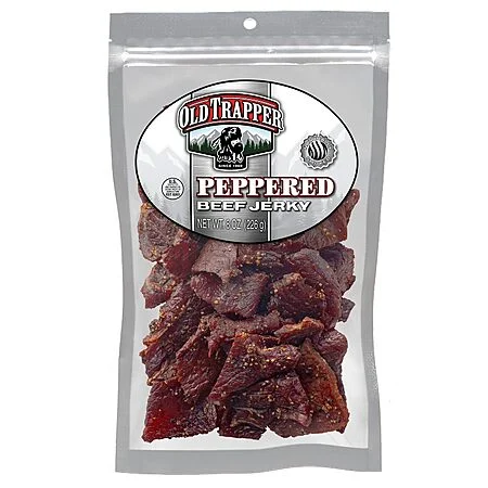 YMMV[AC.SnS]$8.76*:Old Trapper Peppered Beef Jerky, 8oz - 11g Protein, 70 Calories, Spicy Snack at Amazon