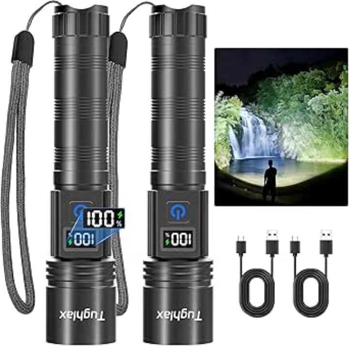 LED Rechargeable Flashlights 9900 High Lumens 2 Pack