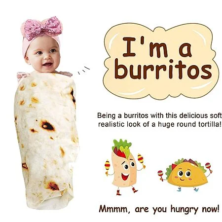 Burrito Tortilla Blanket Baby Stuff Shower White Elephant Gifts for Kids Throw Blankets Wrap 40-72inches $4.25-9 clip Q FS PRIME