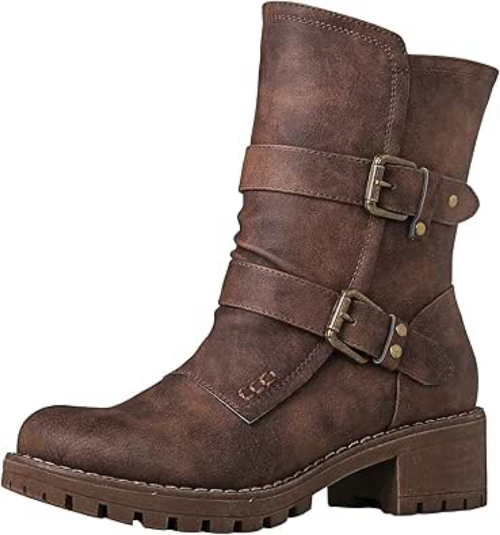 GLOBALWIN Women’s Mid‑Calf Motorcycle Combat Boots – $20.99