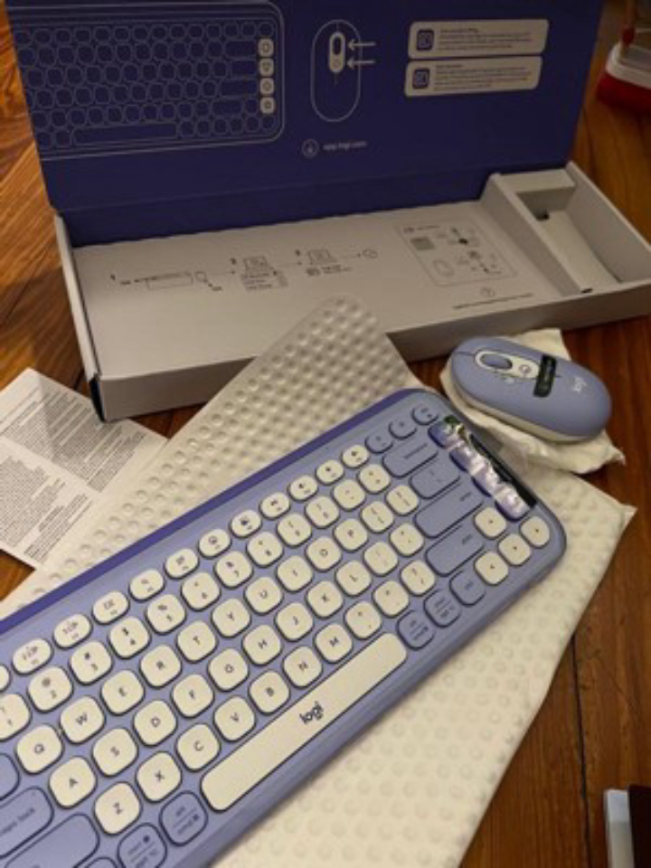 Logitech POP ICON Keys Wireless Bluetooth Keyboard (Off‑White/Lilac)