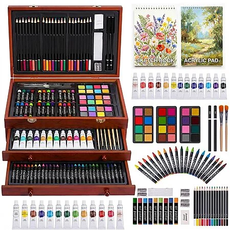 175-Pc Color More Deluxe Art Set w/ Wooden Case