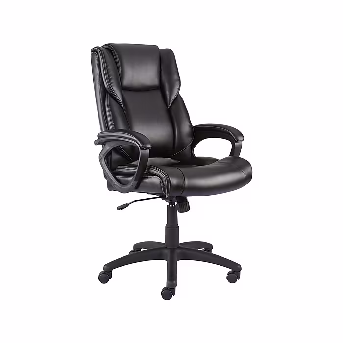 Staples Kelburne Luxura Ergonomic Faux Leather Swivel Executive Chair, Black (58226-CC)