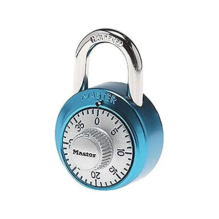 Master Lock School and Gym Locker Combination Lock with Hardened Shackle, Light Blue
