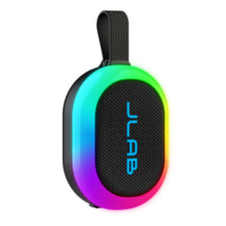 JLab, Pop Party, Portable Bluetooth Speaker, Waterproof, RGB LED Lighting, Navy