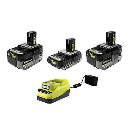 Ryobi ONE+ 18V Lithium-Ion HIGH PERFORMANCE Starter Kit with 2.0 Ah Battery, (2) 4.0 Ah Batteries, and Charger $127