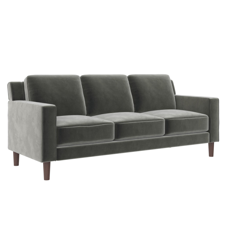 DHP Bryanna 3 Seater Sofa, Gray Velvet
