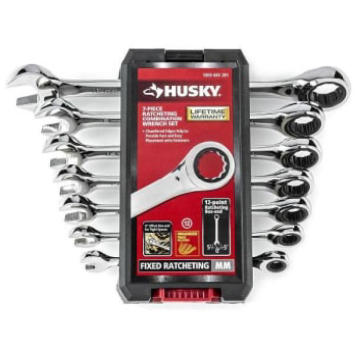 7-Pc Husky Ratcheting Combination Wrench Set (SAE or MM)