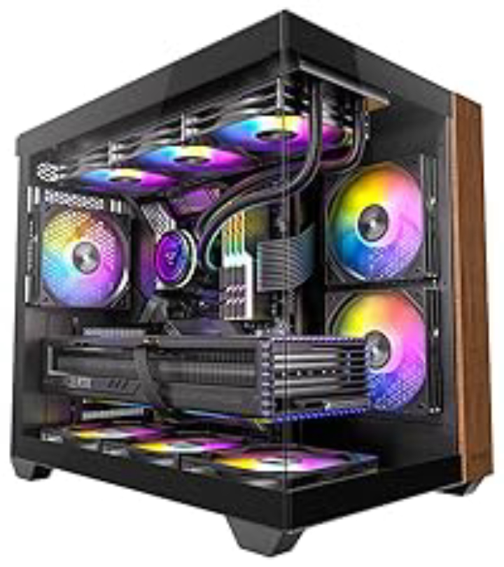 Okinos Aqua UNO mATX Case with 3x120mm ARGB Fans, Black & Yellow