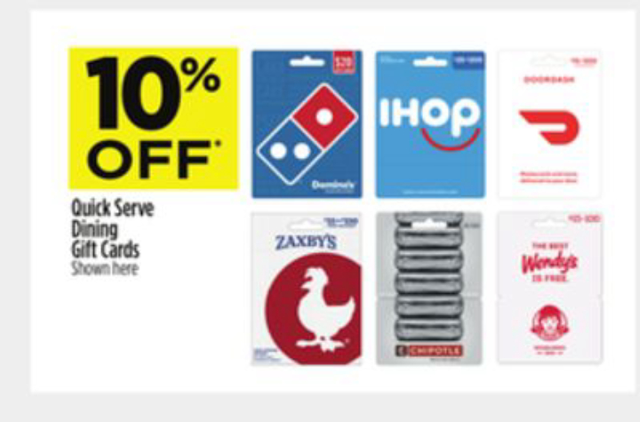 Quick Serve Dining Gift Cards: Chipotle, Subway, Zaxby's 10% Off