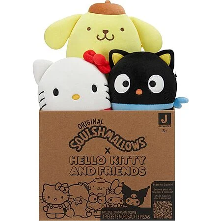 3-Pc 5" Squishmallows Original Sanrio Hello Kitty & Friends Mystery Pack Plush