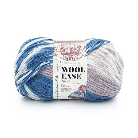 $7.34 | Lion Brand Yarn Wool Ease Fair Isle, Yarn for Knitting, Denim/Lilac, 1 Pack Free Shipping with prime