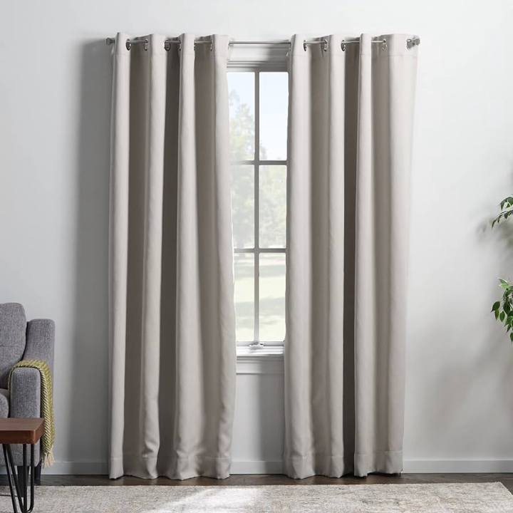 Linenspa 100% Blackout Curtain 2 Panels Set - White Curtains 84 Inch Length - Thermal Insulated, Noise Reducing - Dorm Room Essentials