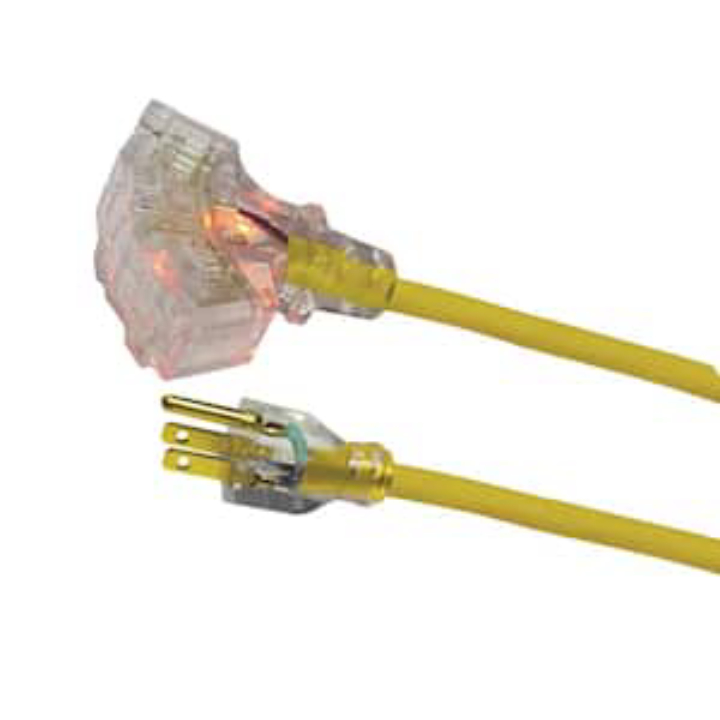 Husky 14/3 Extension Cord w/ Triple Tap Outlet Lighted End 50' 