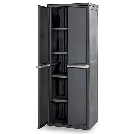 Sterilite 4 Shelf Plastic Lockable Utility Storage Cabinet