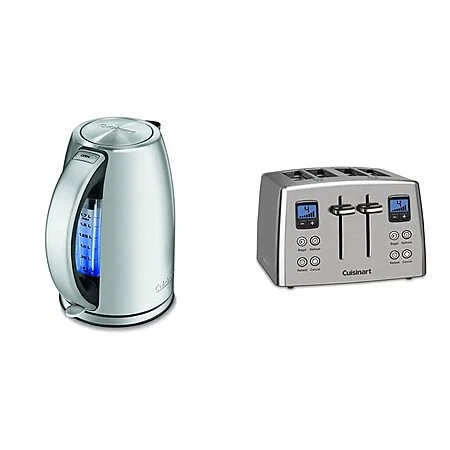 Cuisinart JK-17P1 Cordless-Electric-Kettle, 1.7-Liter, Stainless Steel & CPT-435P1 4-Slice Countdown Motorized Toaster, Stainless Steel $158.46