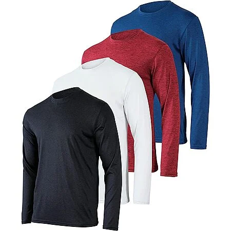 4-Pack Real Essentials Men's Dry-Fit UV Moisture Wicking Long-Sleeve Shirts w/ UPF 50+ (Various Colors, Size S-3X) $29.74 ($7.44 each) + Free Shipping w/ Prime or on $35+