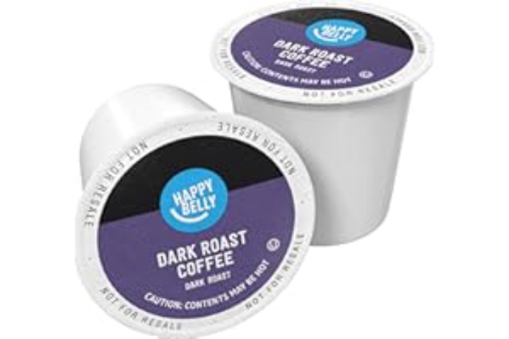 Amazon Brand - Happy Belly Dark Roast or TEN other roasts inc Decaf Coffee Pods, 2.0 K-Cup Brewers, 100 Count $27 or less S&S possible Clip Q