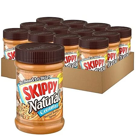12-Pk 15-Oz Skippy Natural Creamy Peanut Butter Spread