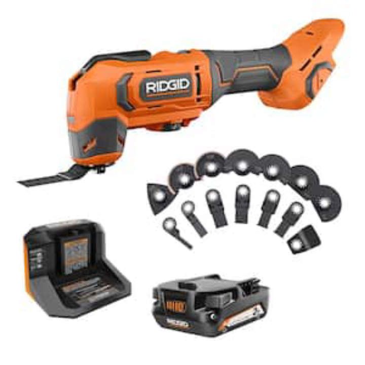 RIDGID 18V Brushless Cordless Multi-Tool with 14-Pc Accessory Kit