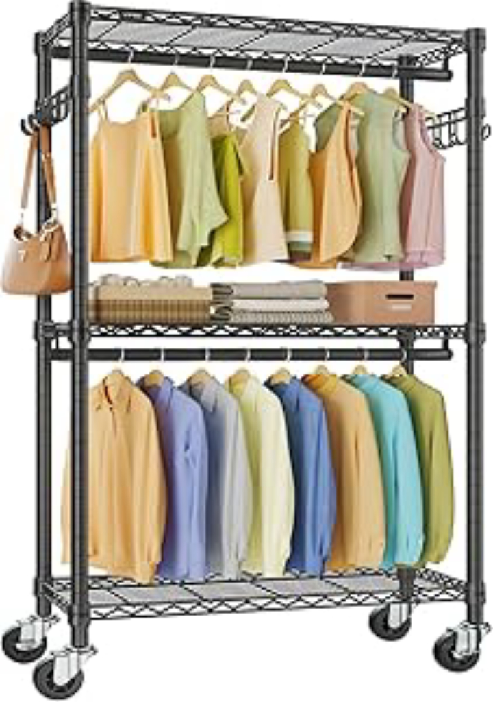 VIPEK R2 Mini 3‑Tier Heavy‑Duty Rolling Clothes Rack – Large Capacity Storage Solution