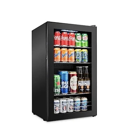 Ivation - 126 Can Beverage Refrigerator, Freestanding Mini Fridge with Glass Door - Black $209.99 Bestbuy.com