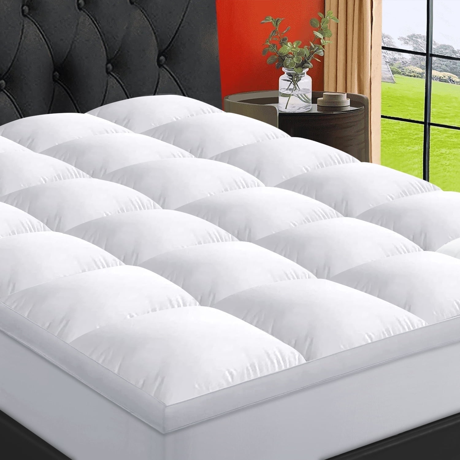 SAVE $27 | EMONIA 100% 400TC Mattress Topper Full for Back Pain, 900GSM Mattress Pad Pillow Top