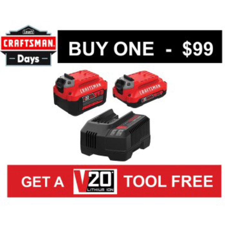 Craftsman V20 2Ah + 4Ah Battery & Charger Starter Kit