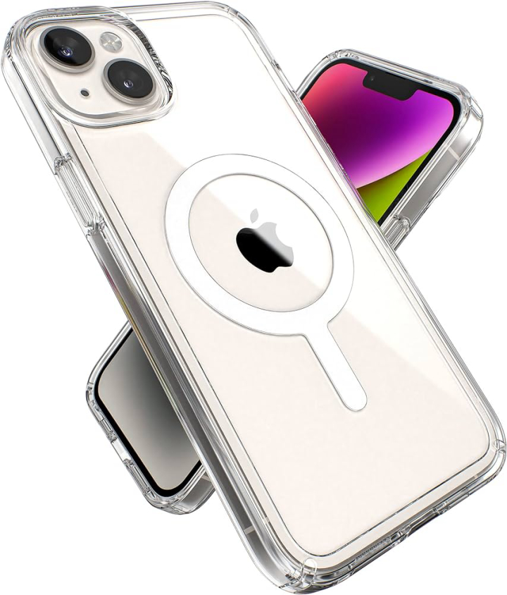 Speck Clear iPhone 14 PLUS Case - Slim, Built for MagSafe, Scratch Resistant & Drop Protection Clear Phone Case - Anti-Yellowing - 6.7 inch iPhone 14 Plus Case - Dual Layer
