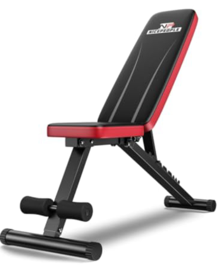 NICEPEOPLE Adjustable Weight Bench w/ 8 Backrest Angles (Up to 600-Lbs Capacity)
